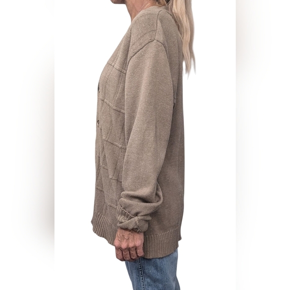 Oscar de la Renta Wool Blend Cardigan Sweater Oversized Minimalist Fall 11 L - Picture 3 of 8